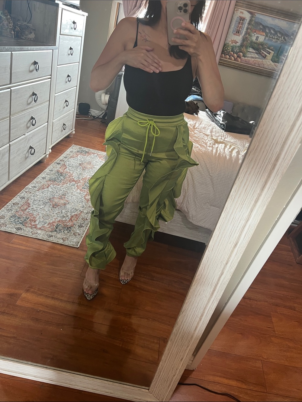 ✨Ruffled Drawstring Cargo Pants - Olive Green✨